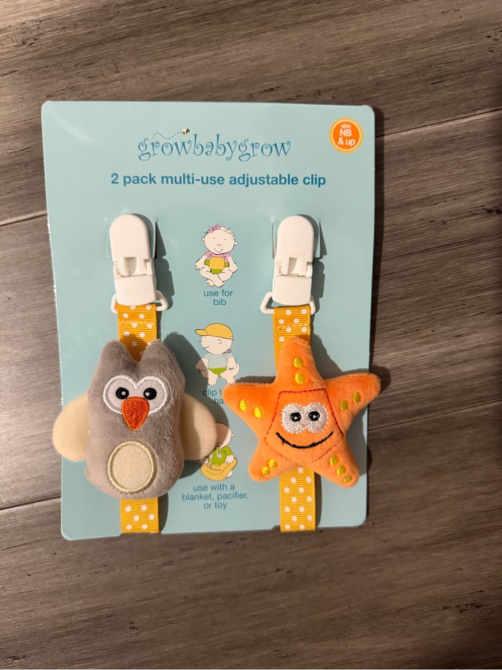 Orange & Gray Plush Owl and Star Clip-Ons (2-Pack)